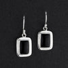 rectangle black obsidian drop earrings