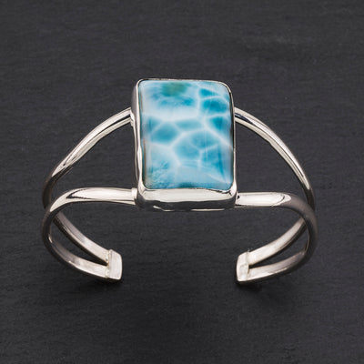 rectangle larimar stone cuff bracelet
