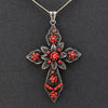 red coral filigree cross pendant