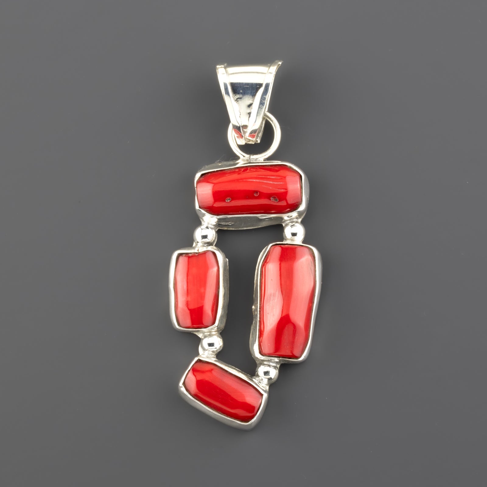 red coral multi stone pendant
