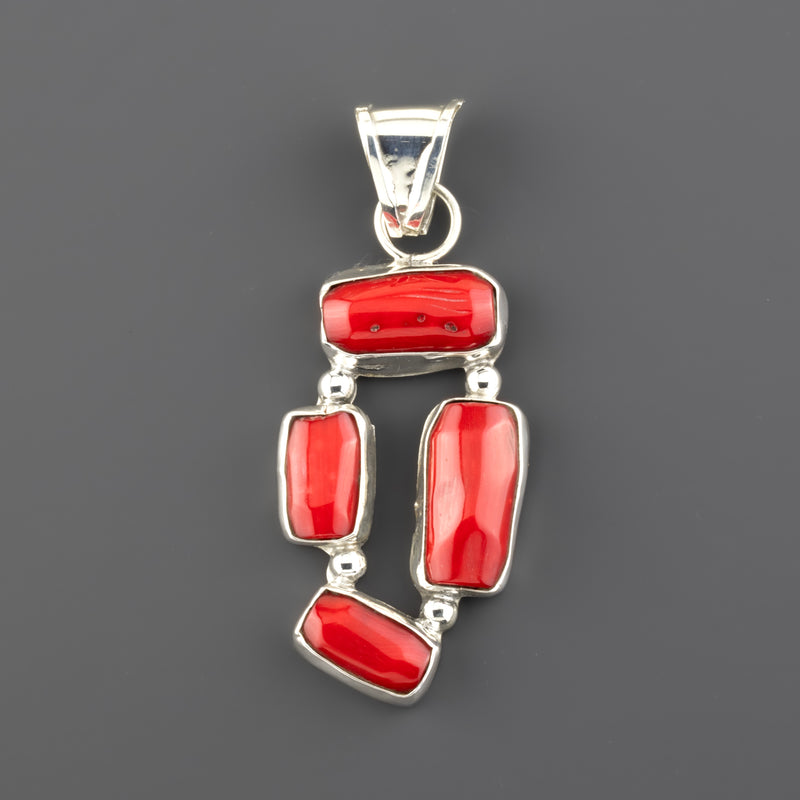 red coral multi stone pendant