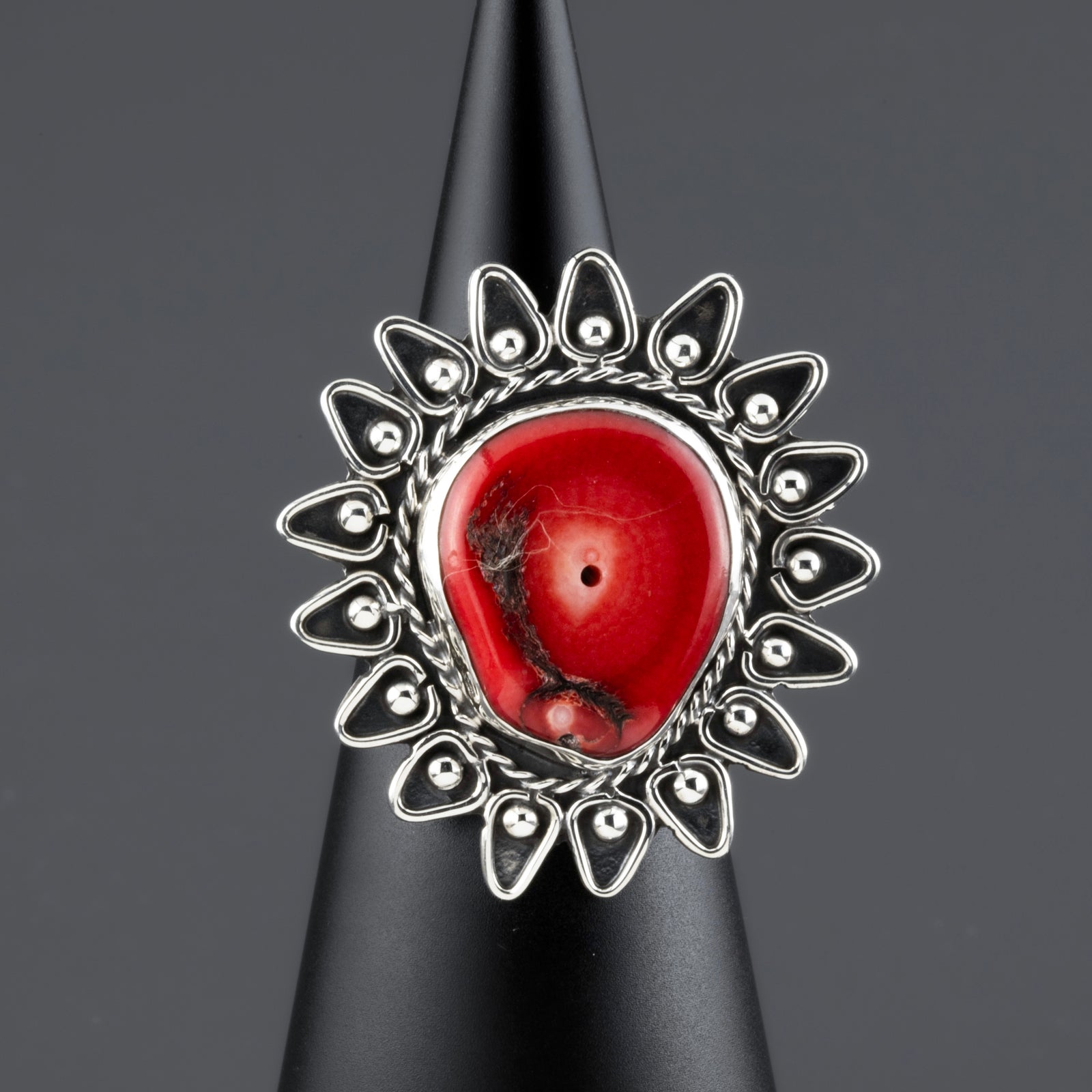 Coral Queen Chunky Silver Ring