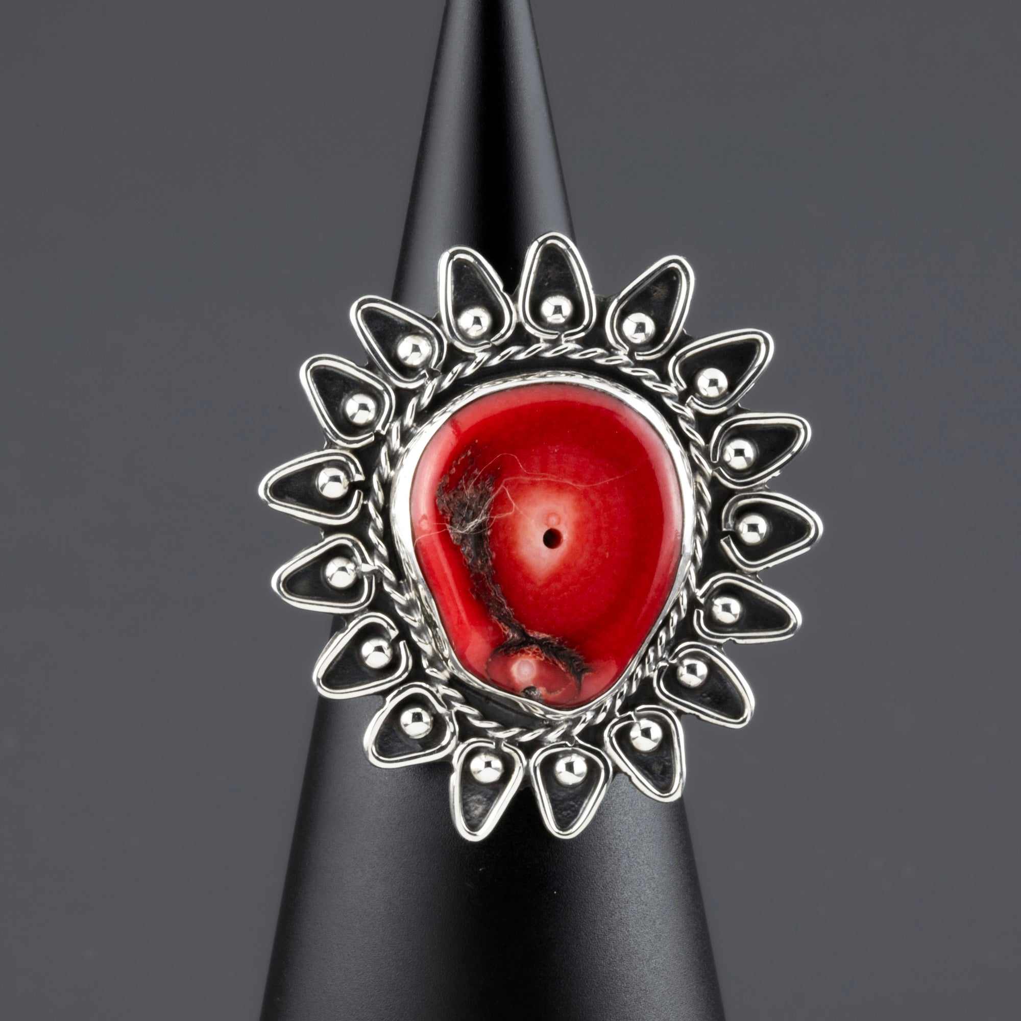 Coral Queen Chunky Silver Ring