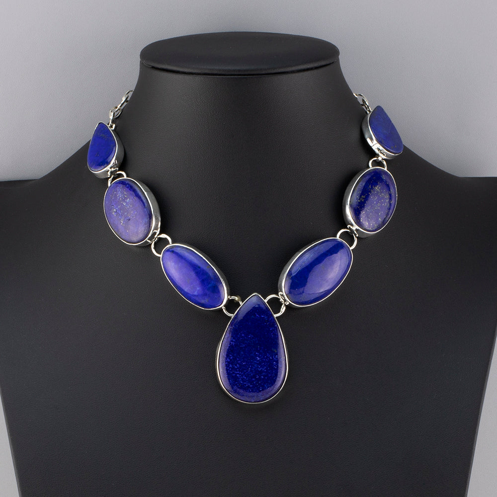 reina azul lapis lazuli statement necklace