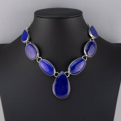 reina azul lapis lazuli statement necklace