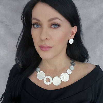 Cosmic Texture Sterling Silver Necklace & Earrings Set