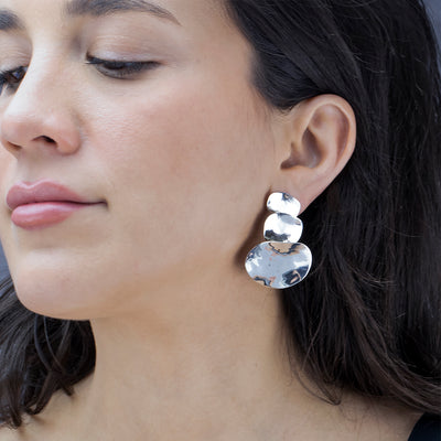 Ripple Trio Sterling Silver Statement Earrings