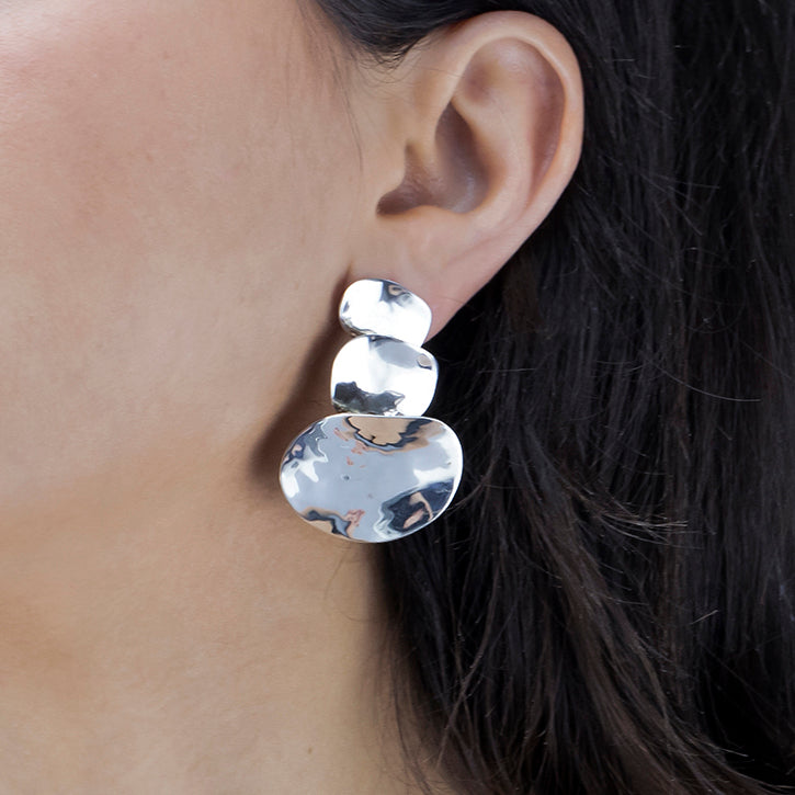 ripple trio sterling silver statment earrings