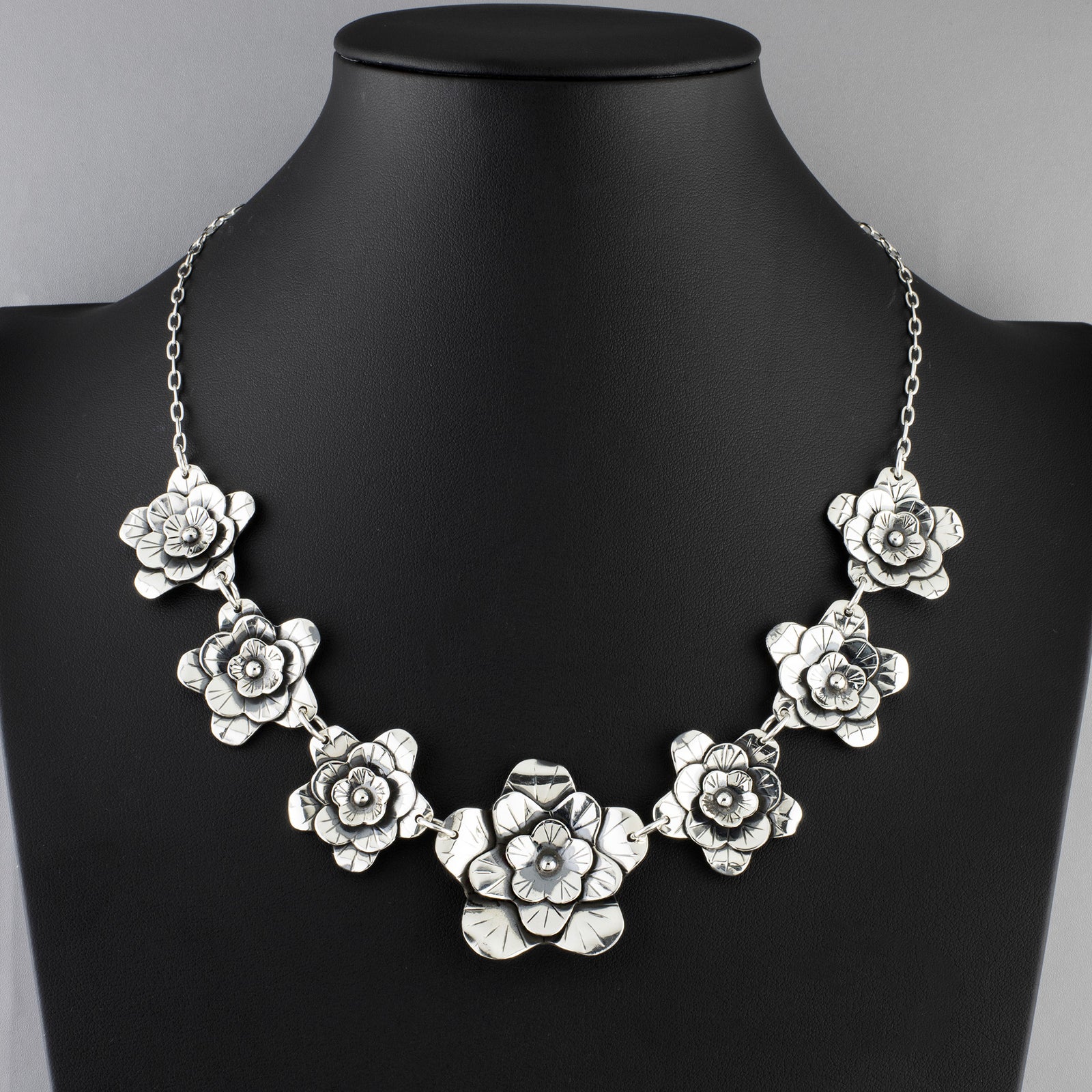 rosas de plata Mexican silver necklace