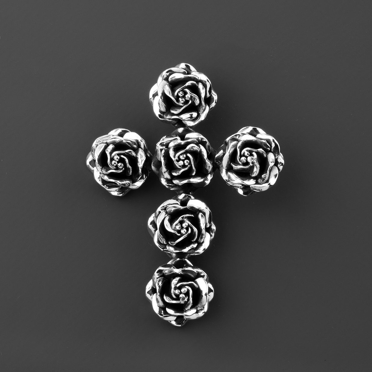 rose cross Taxco silver pendant