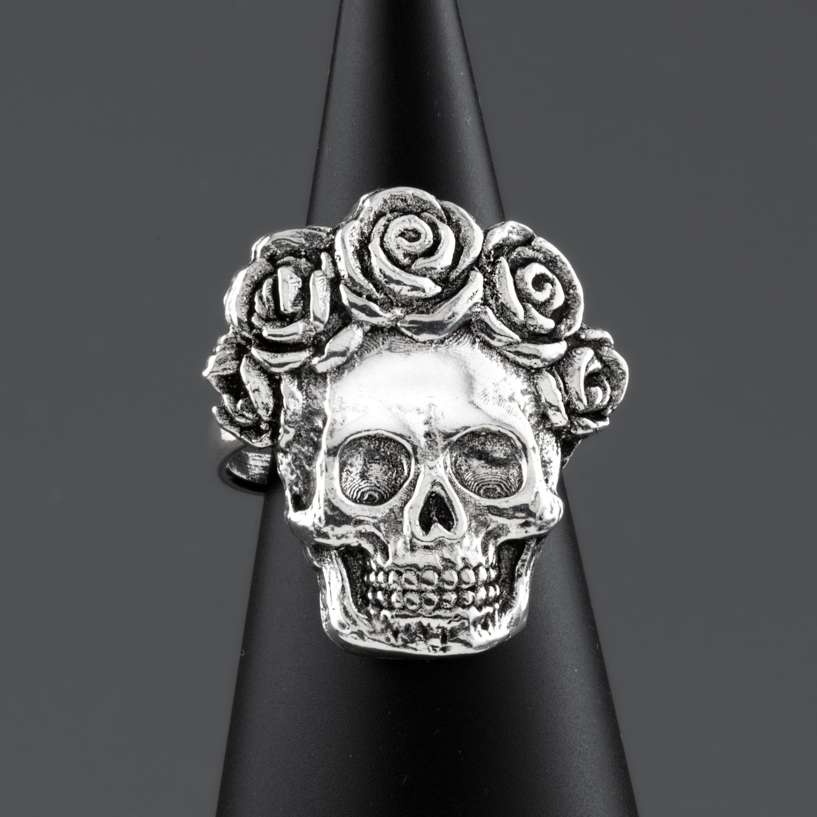 rose crown sugar skull ring