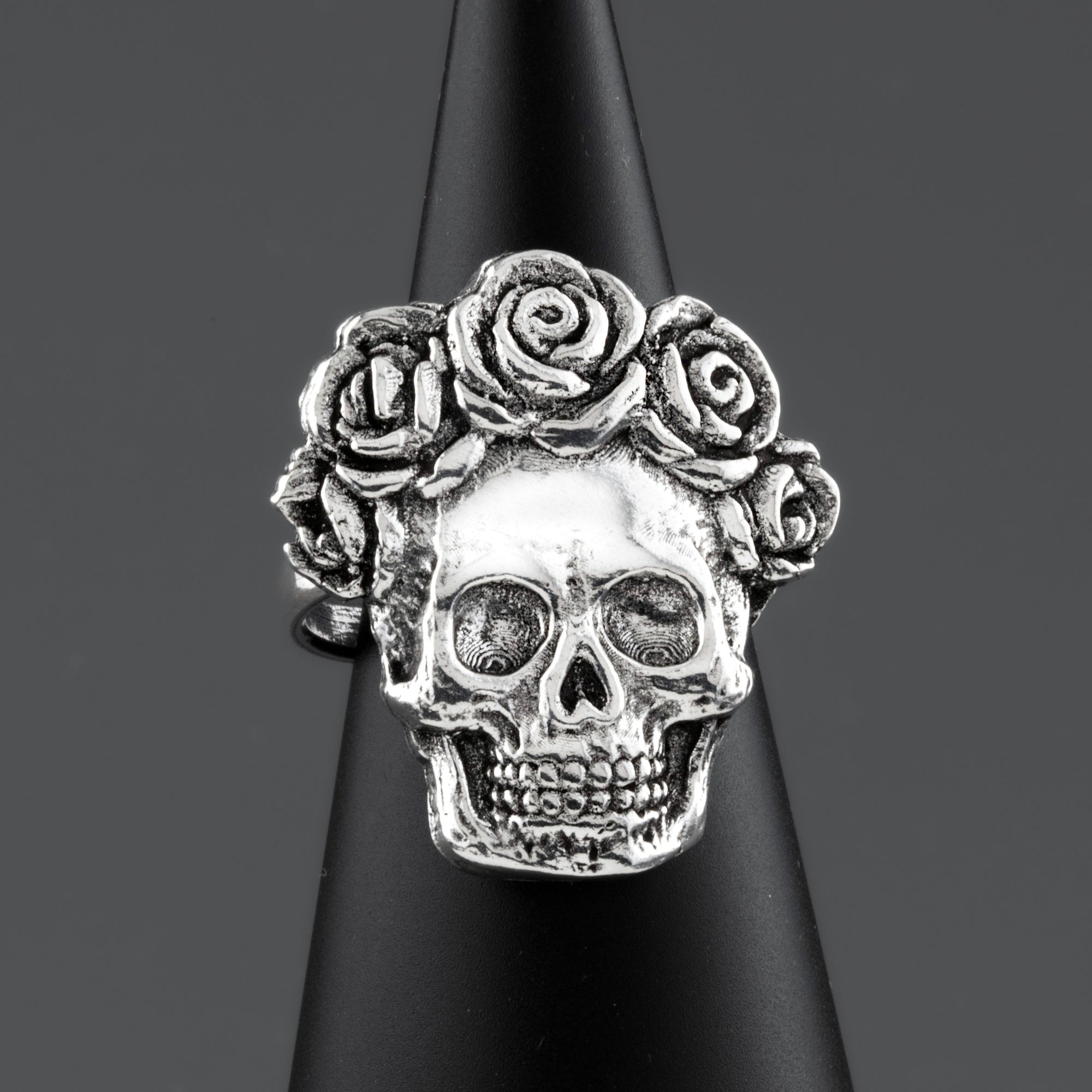 rose crown sugar skull ring