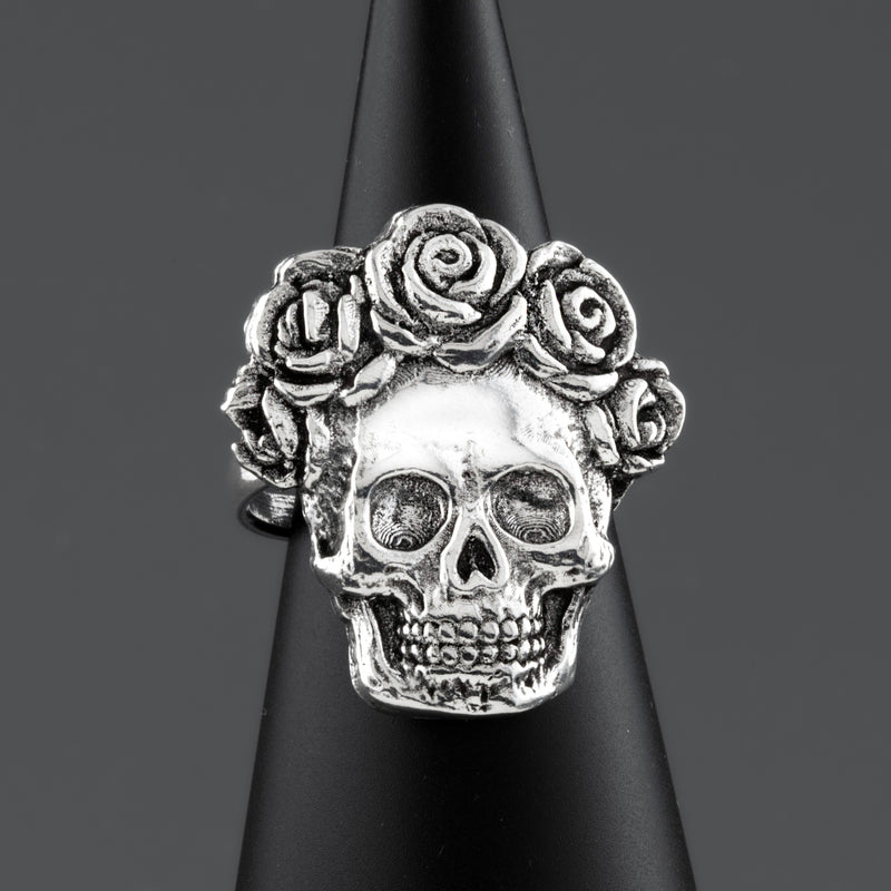 rose crown sugar skull ring