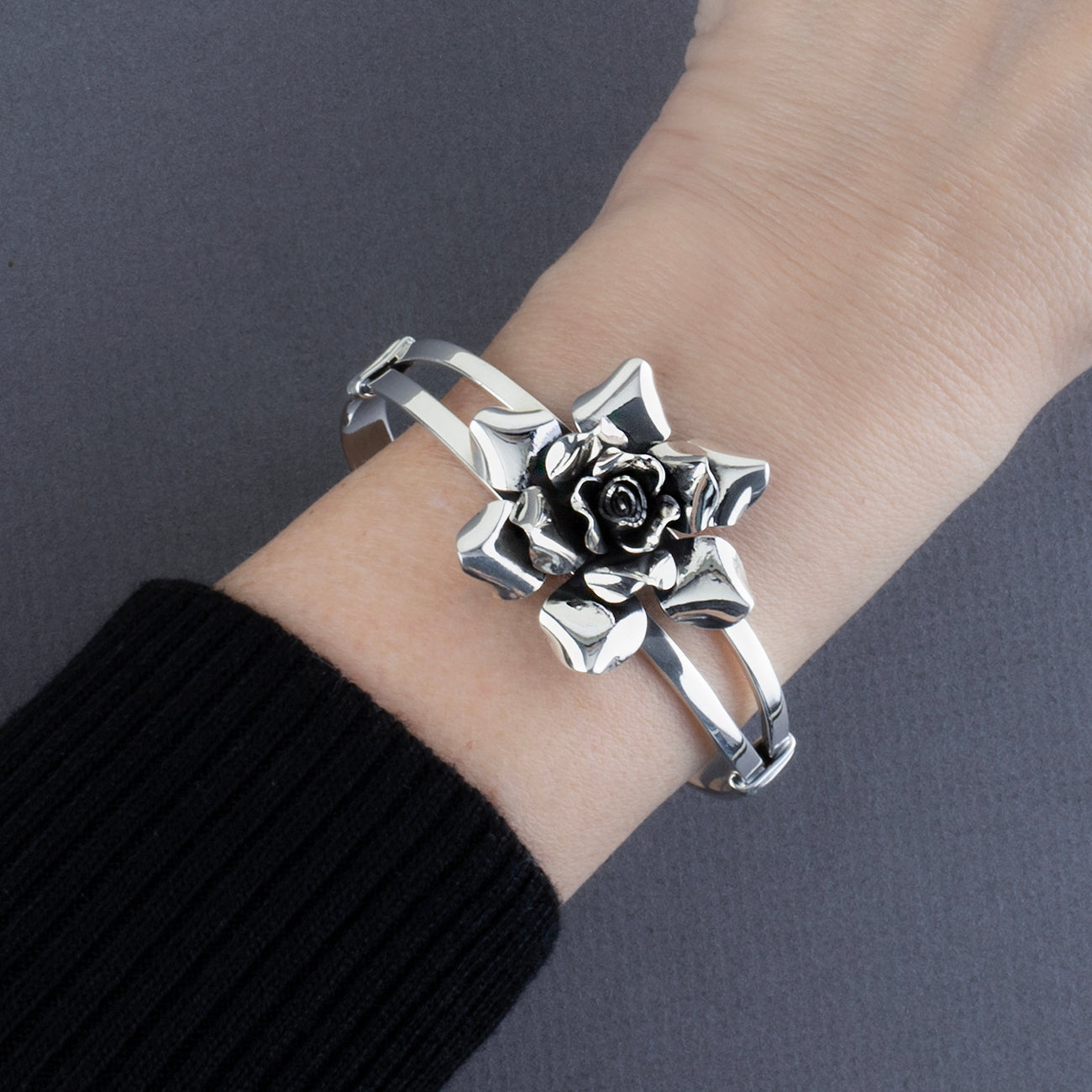 La Rosa Mexican Sterling Silver Cuff Bracelet - Reveka Rose