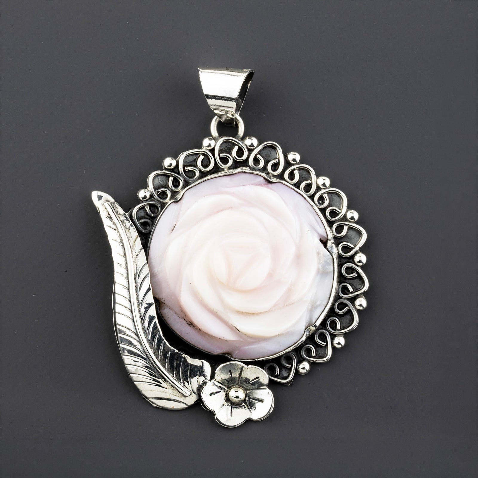 rose garden large sterling silver pendant