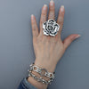 Chunky Silver Rose Statement Ring