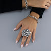 Chunky Silver Rose Statement Ring