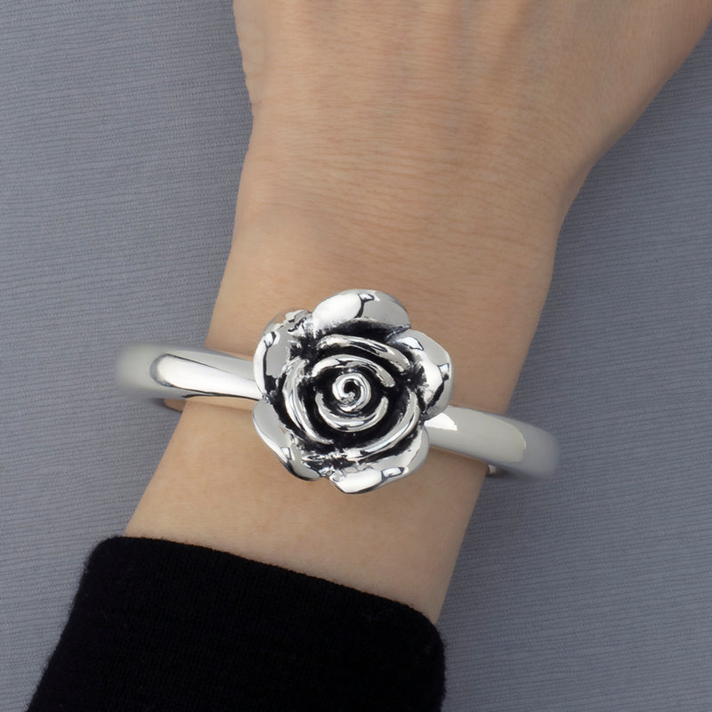 sterling silver rose cuff bracelet