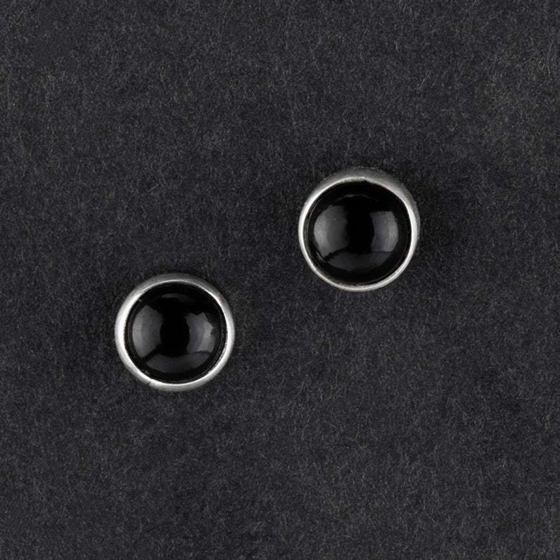 round black onyx sterling silver stud earrings