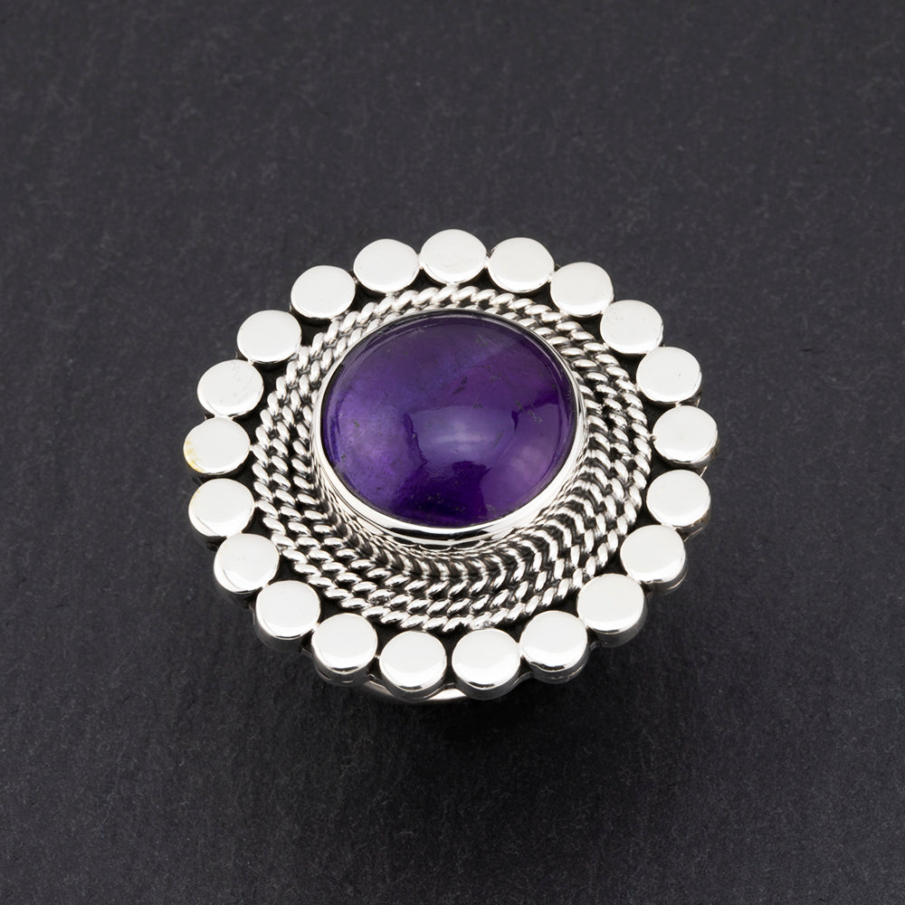 royal flush large silver amethyst ring