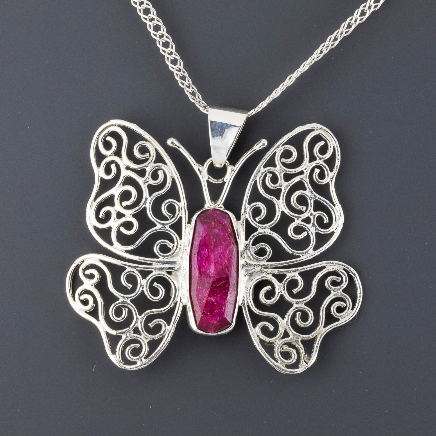 ruby butterfly pendant