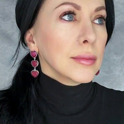 Love Drops Ruby Heart Earrings