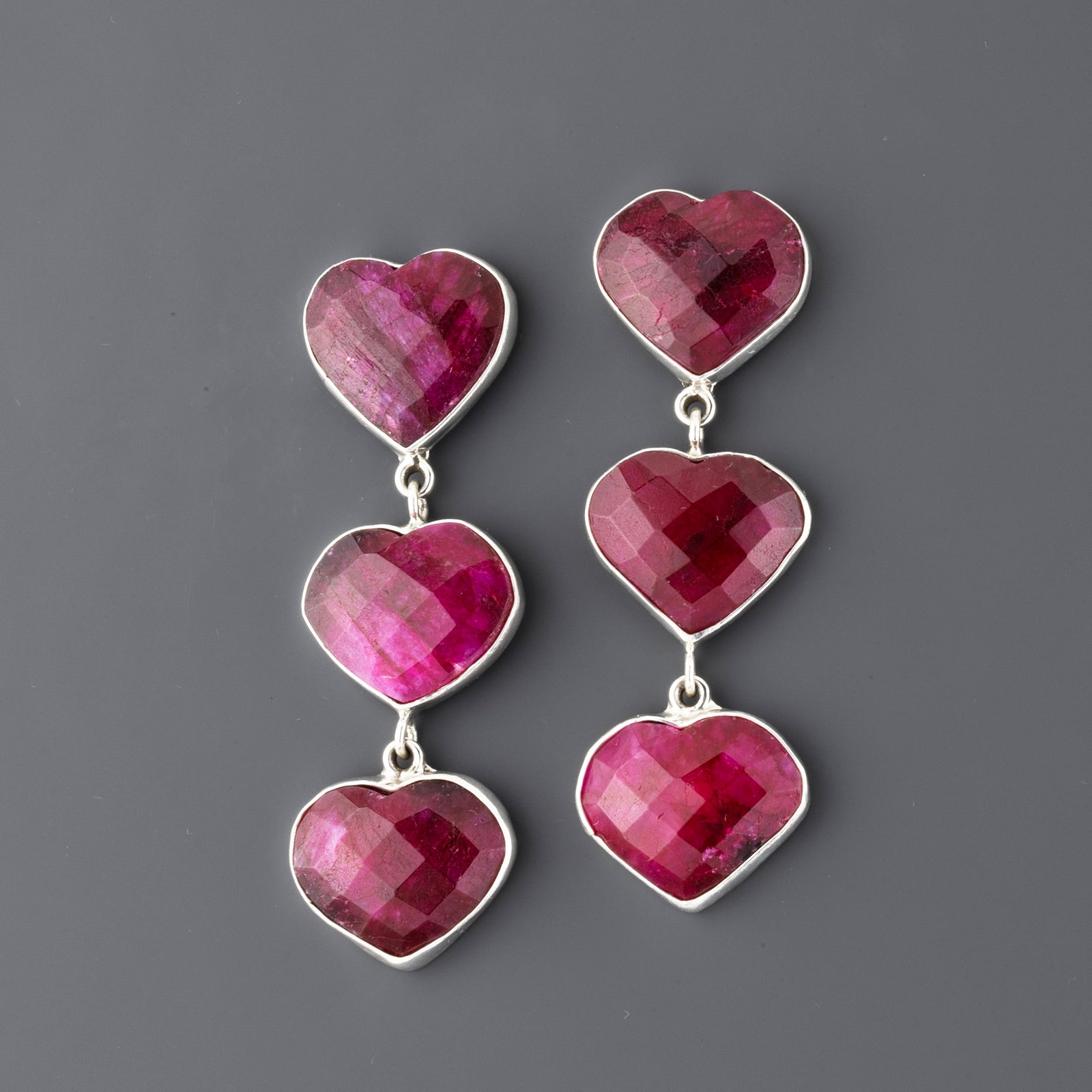 Love Drops Ruby Heart Earrings