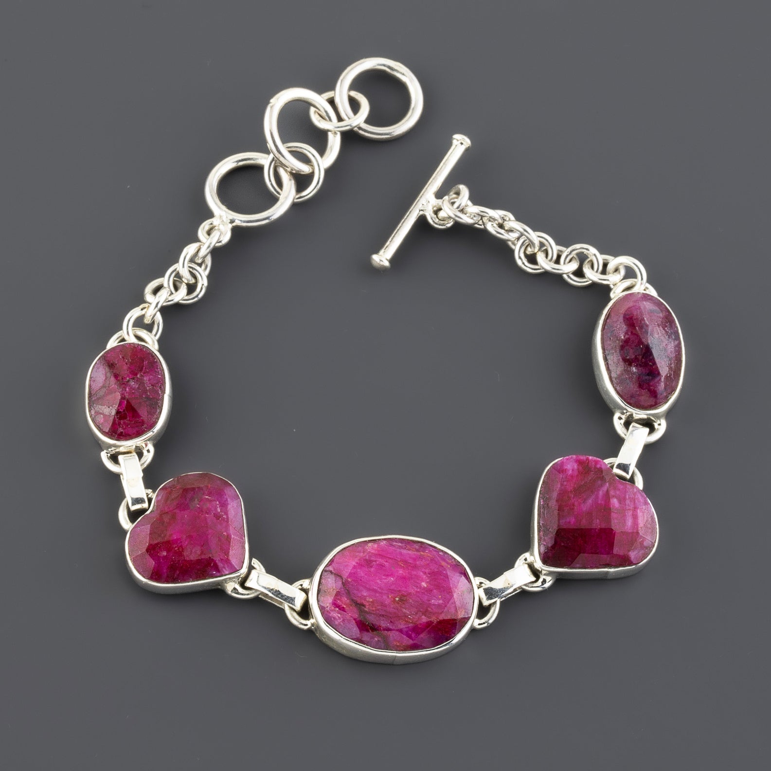 ruby link bracelet in sterling silver