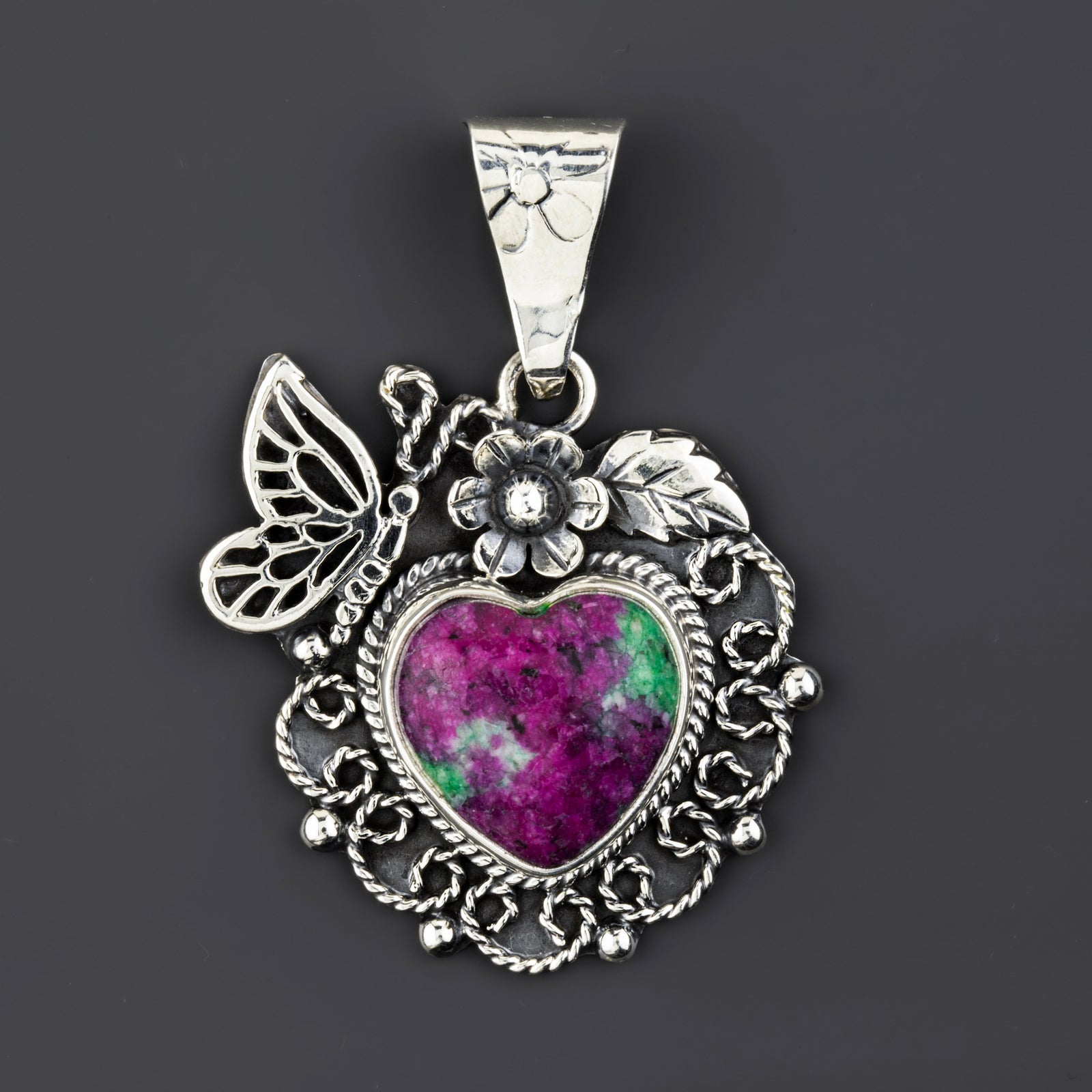 ruby zoisite heart pendant