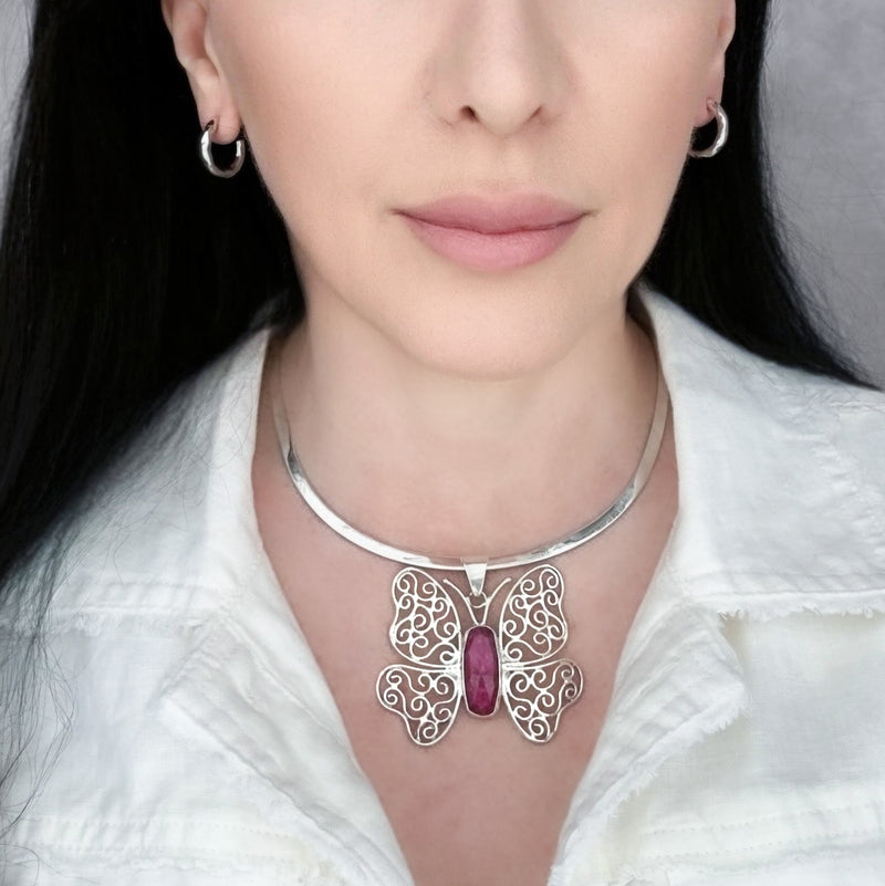 ruby butterfly pendant