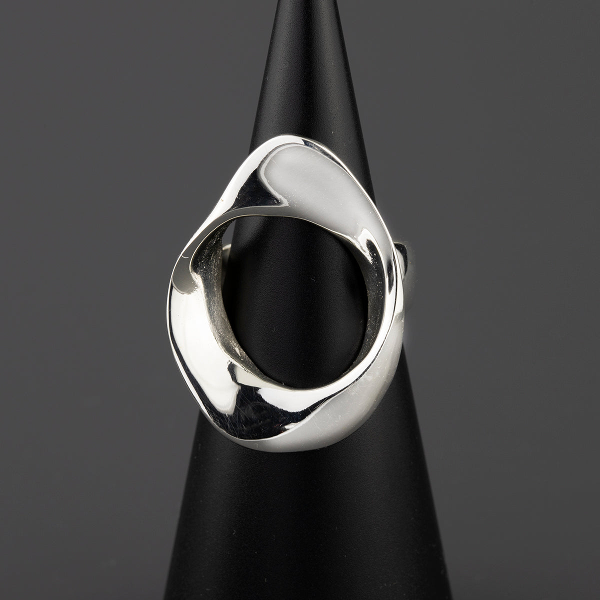 runway curve sterling silver statement ring