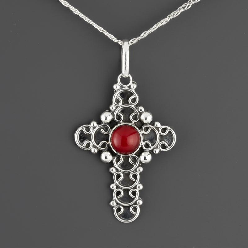 sacted flame Taxco cross pendant