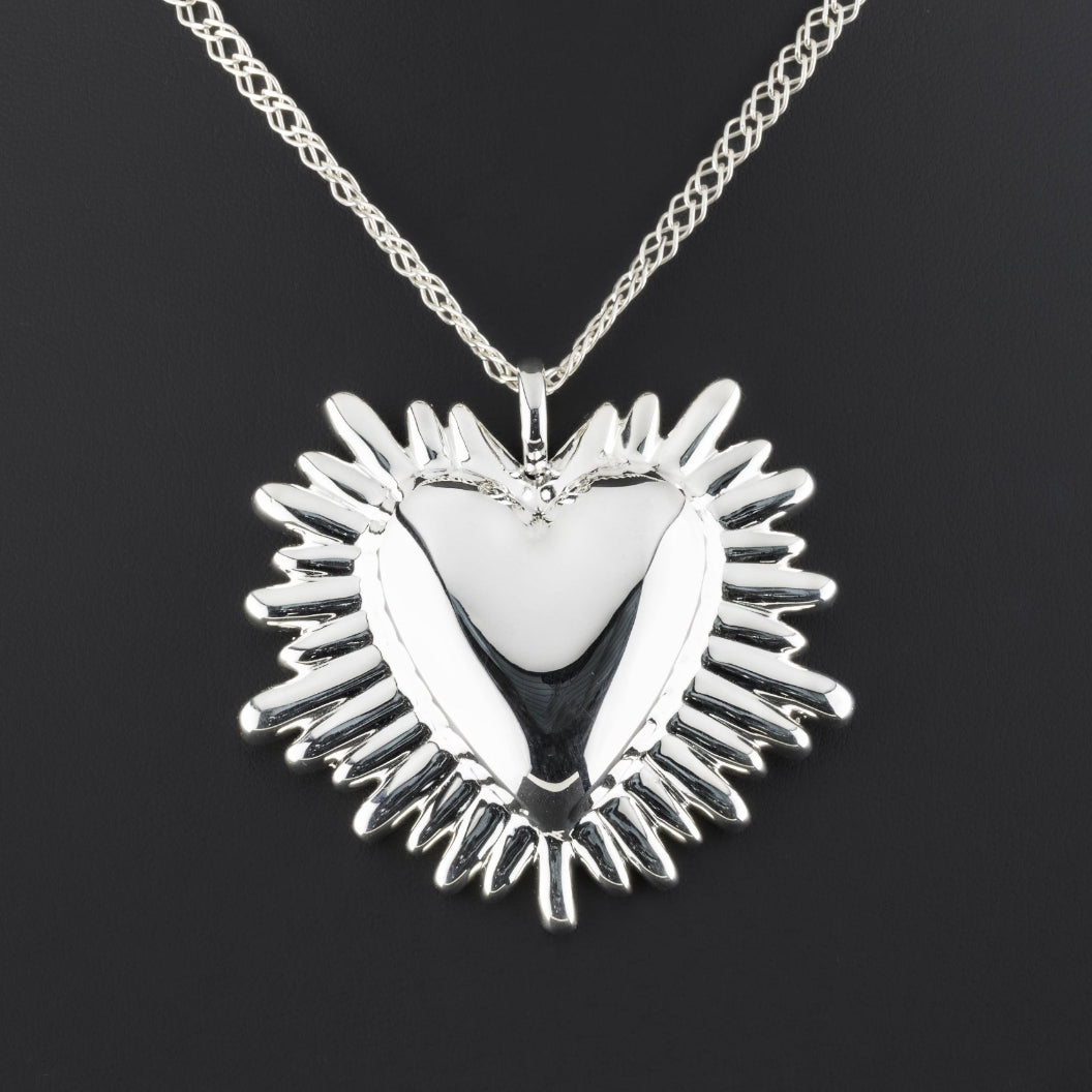 sacred heart Mexican silver pendant