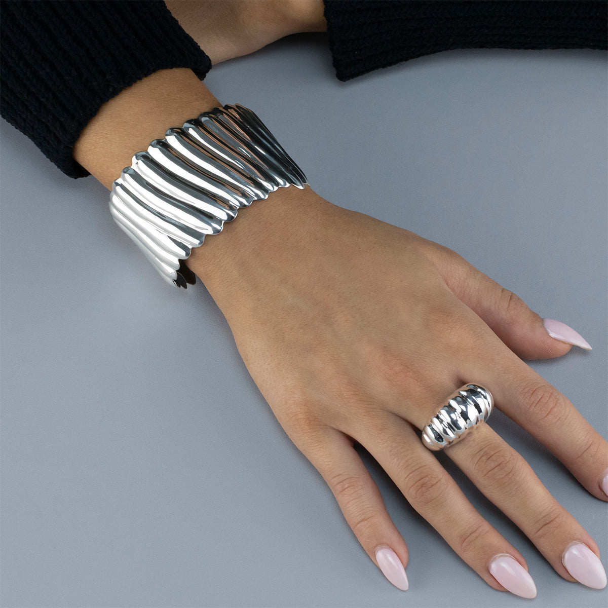 Silver Crest Dome Ring