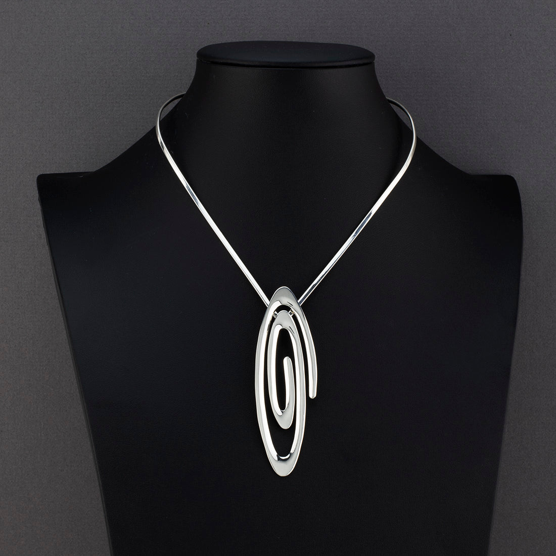 sculpted spiral silver statement necklace