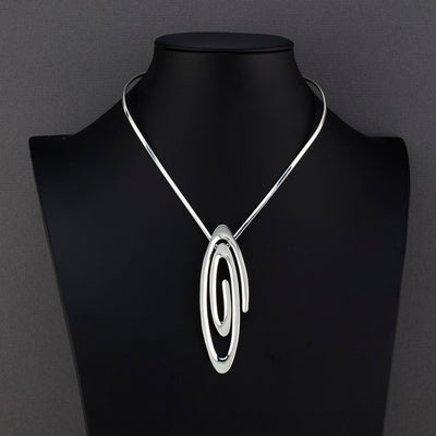 sculpted spiral silver statement necklace