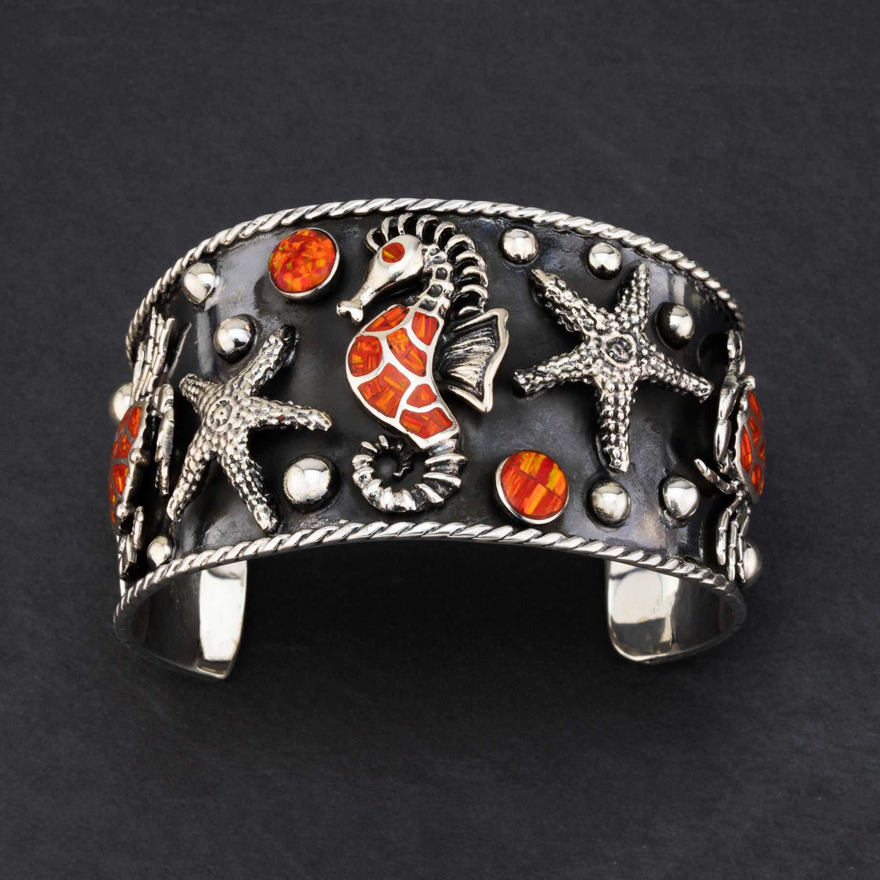 seahorse and starfish ocean inspired bracelet