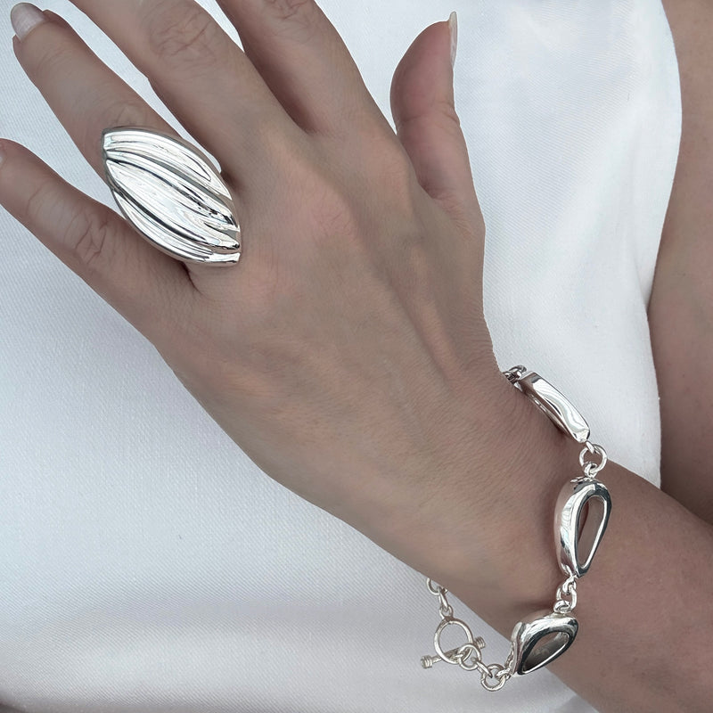 Taxco sterling silver scalloped ring