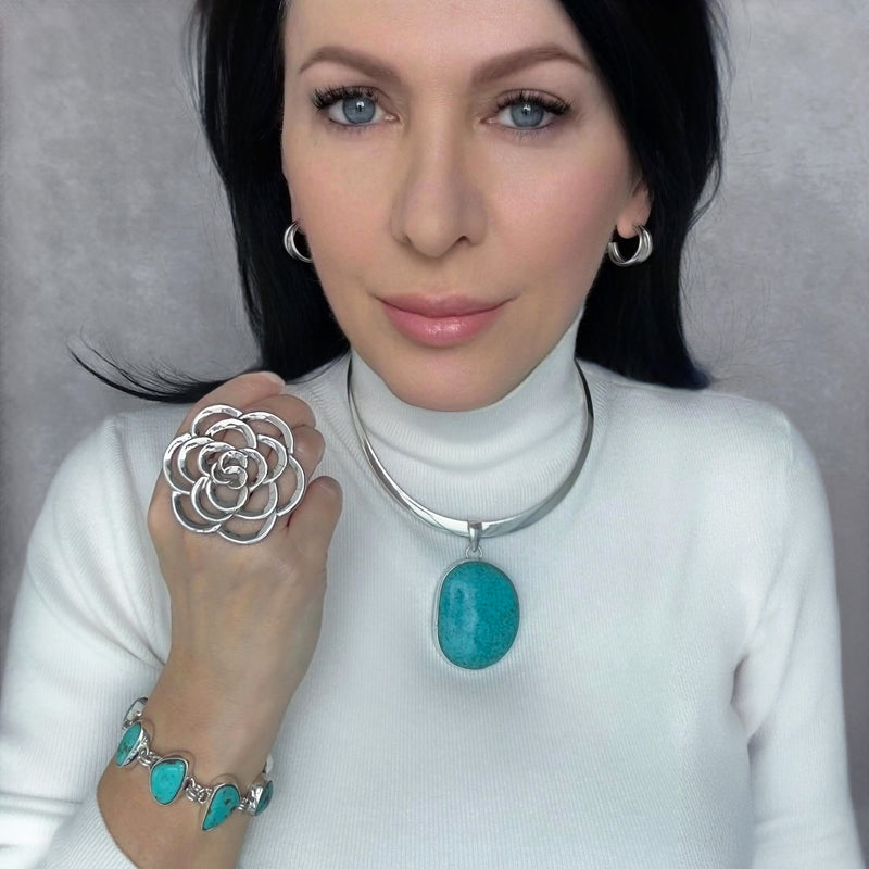 Taxco sky large turquoise pendant