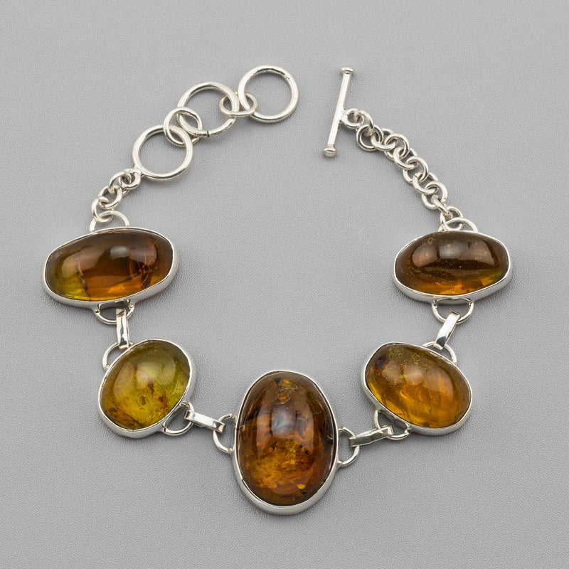 silver and amber bracelet