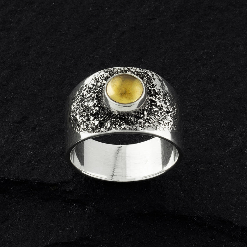 Sterling Silver and Citrine Wide Band Ring