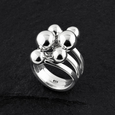 silver ball statement ring