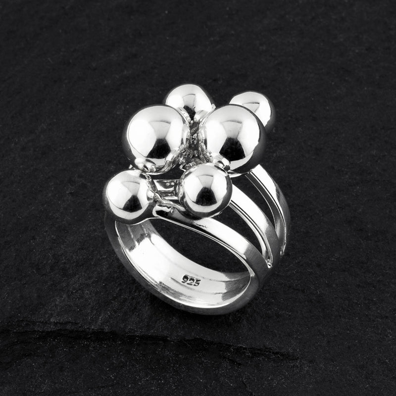 sterling silver ball statement ring