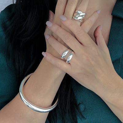 Power Curve Chunky Silver Bangle