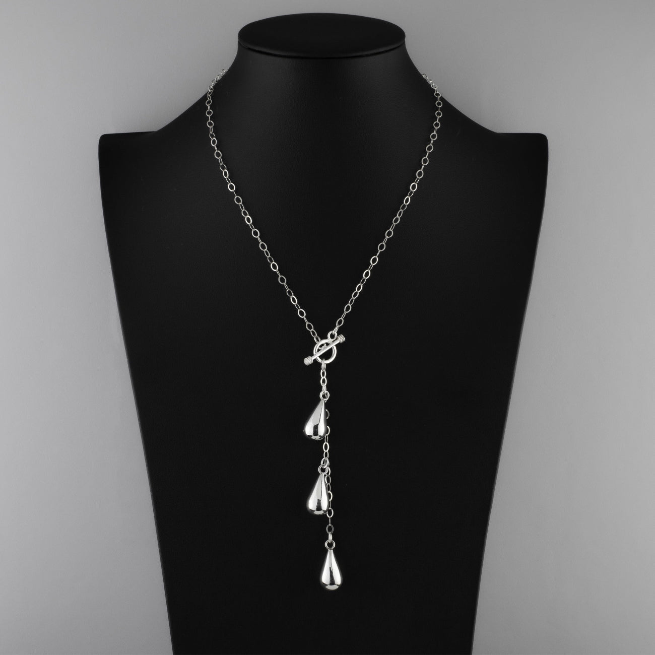 silver cascade lariat necklace