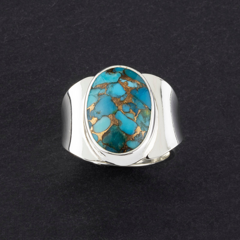 sterling silver copper turquoise ring