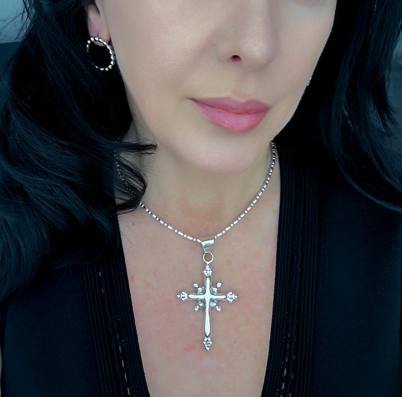 sacred edge large silver cross pendant