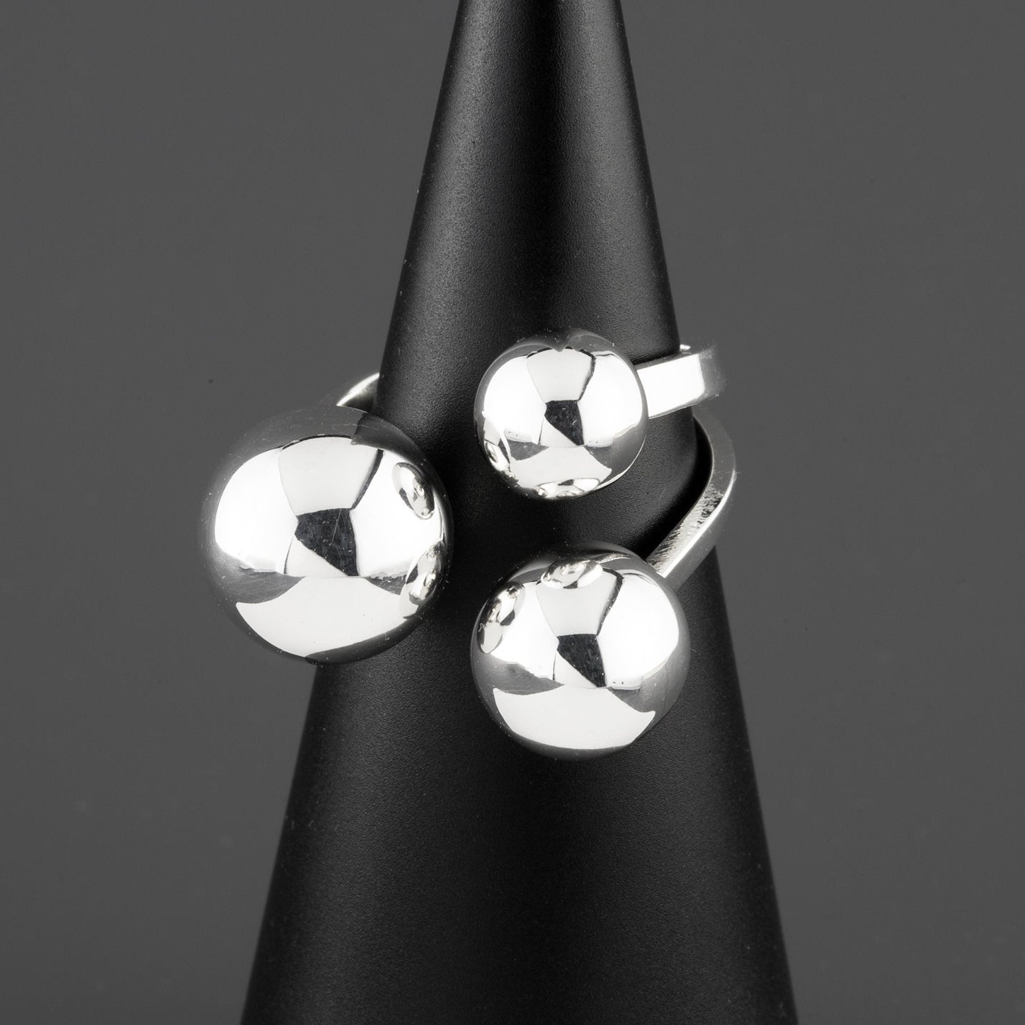 triple ball silver ring