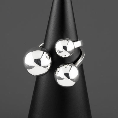 triple ball silver ring