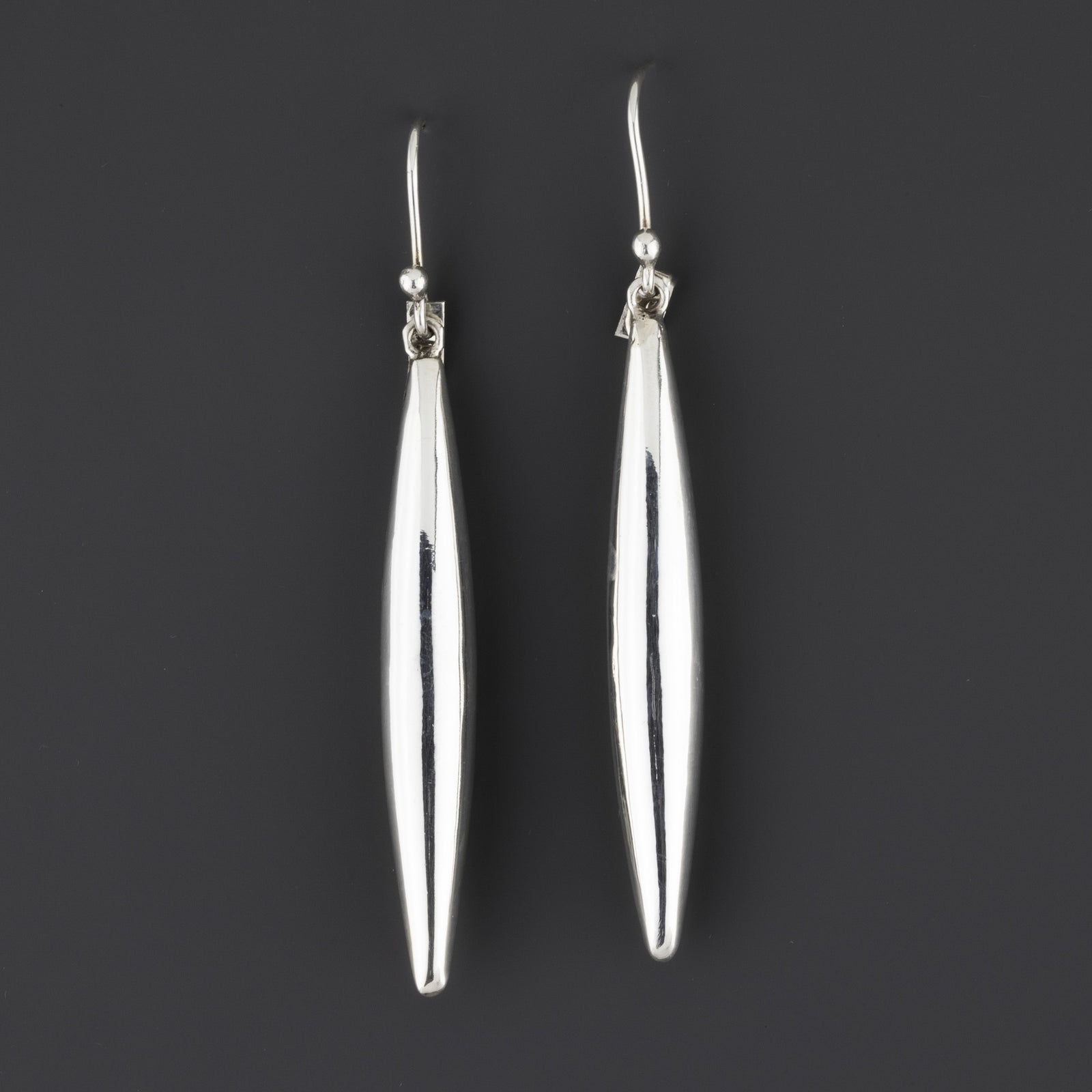 silver slice long dangle earrings